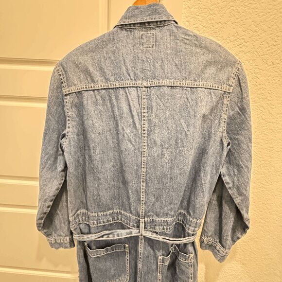 Vintage Gap Denim Full Bodysuit Jumper Women's Size 4 Tie Belt 80s 90s Fashion - Picture 7 of 8